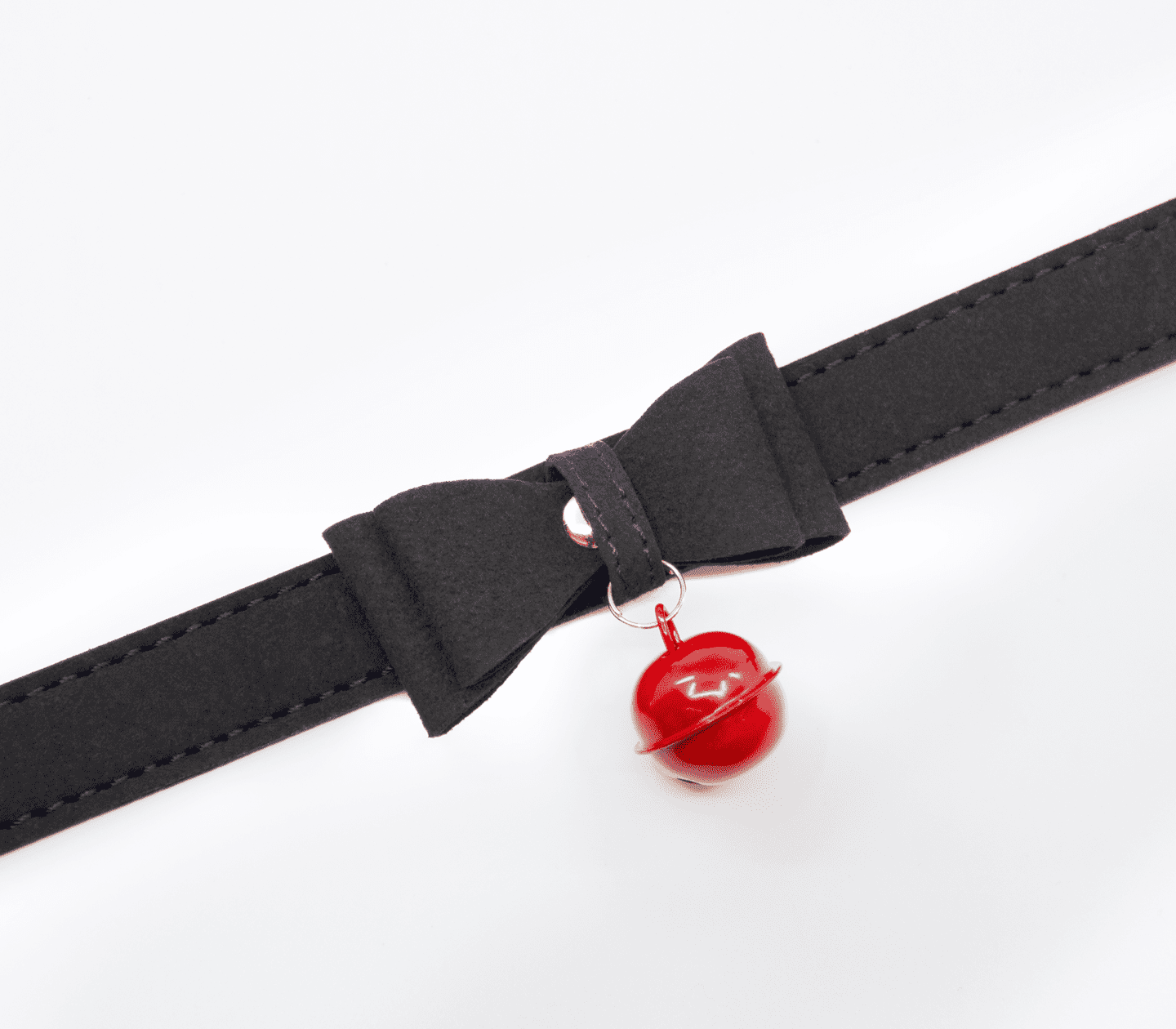 Love In Leather Faux Suede Leather With Centre Bow and Cat Bell