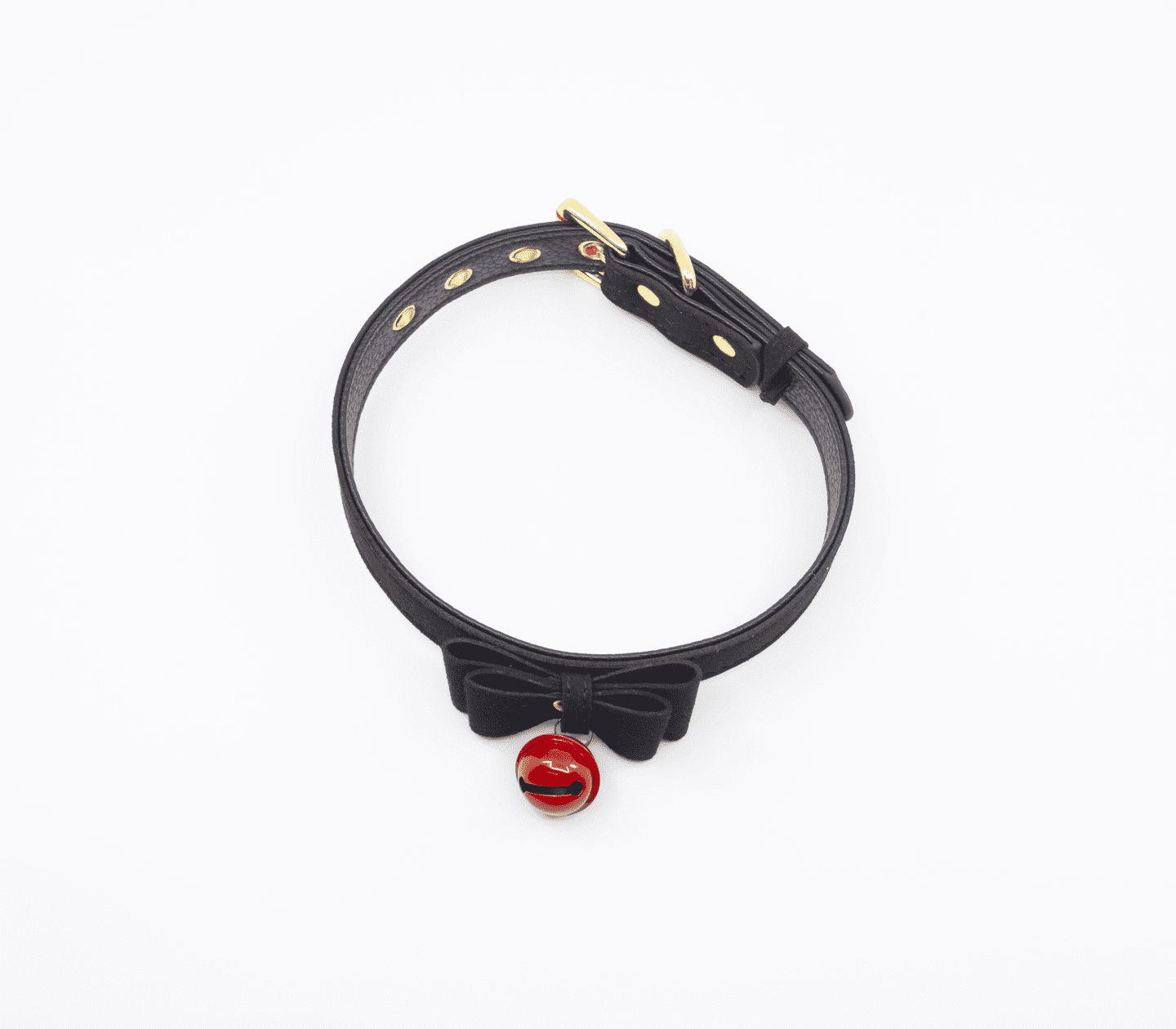 Love In Leather Faux Suede Leather With Centre Bow and Cat Bell