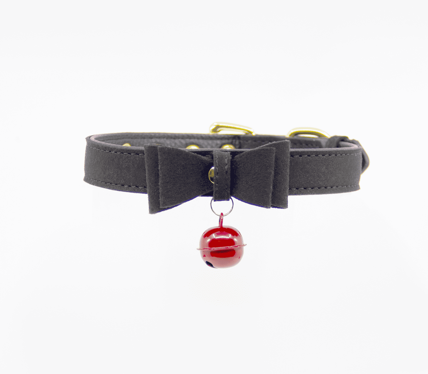 Love In Leather Faux Suede Leather With Centre Bow and Cat Bell