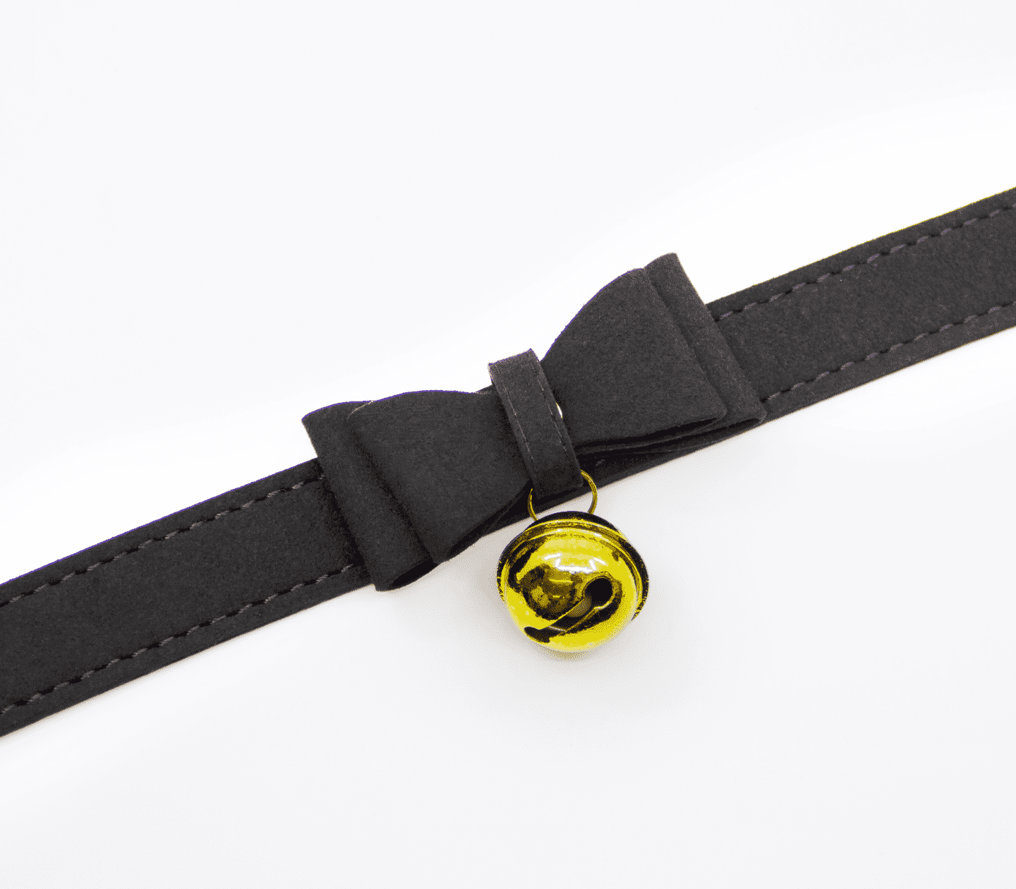 Love In Leather Faux Suede Leather With Centre Bow and Cat Bell