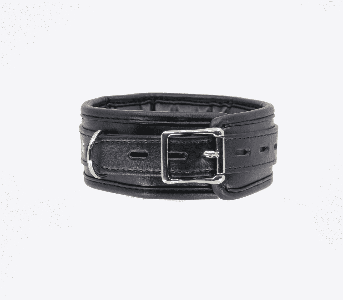 Love In Leather Padded Faux Flat Leather Collar With There 1" Dees