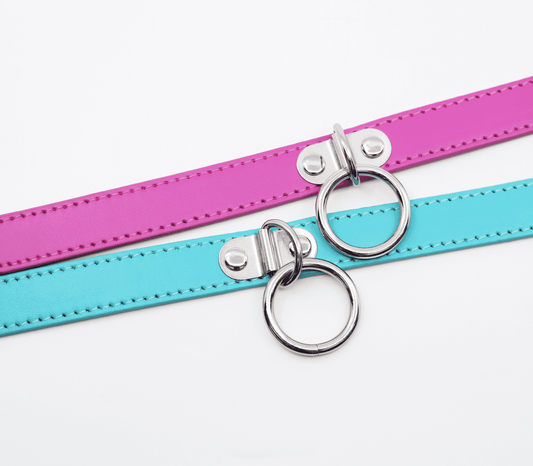 Love In Leather Faux Leather Collar With 1 Centre Dee And  3cm Ring