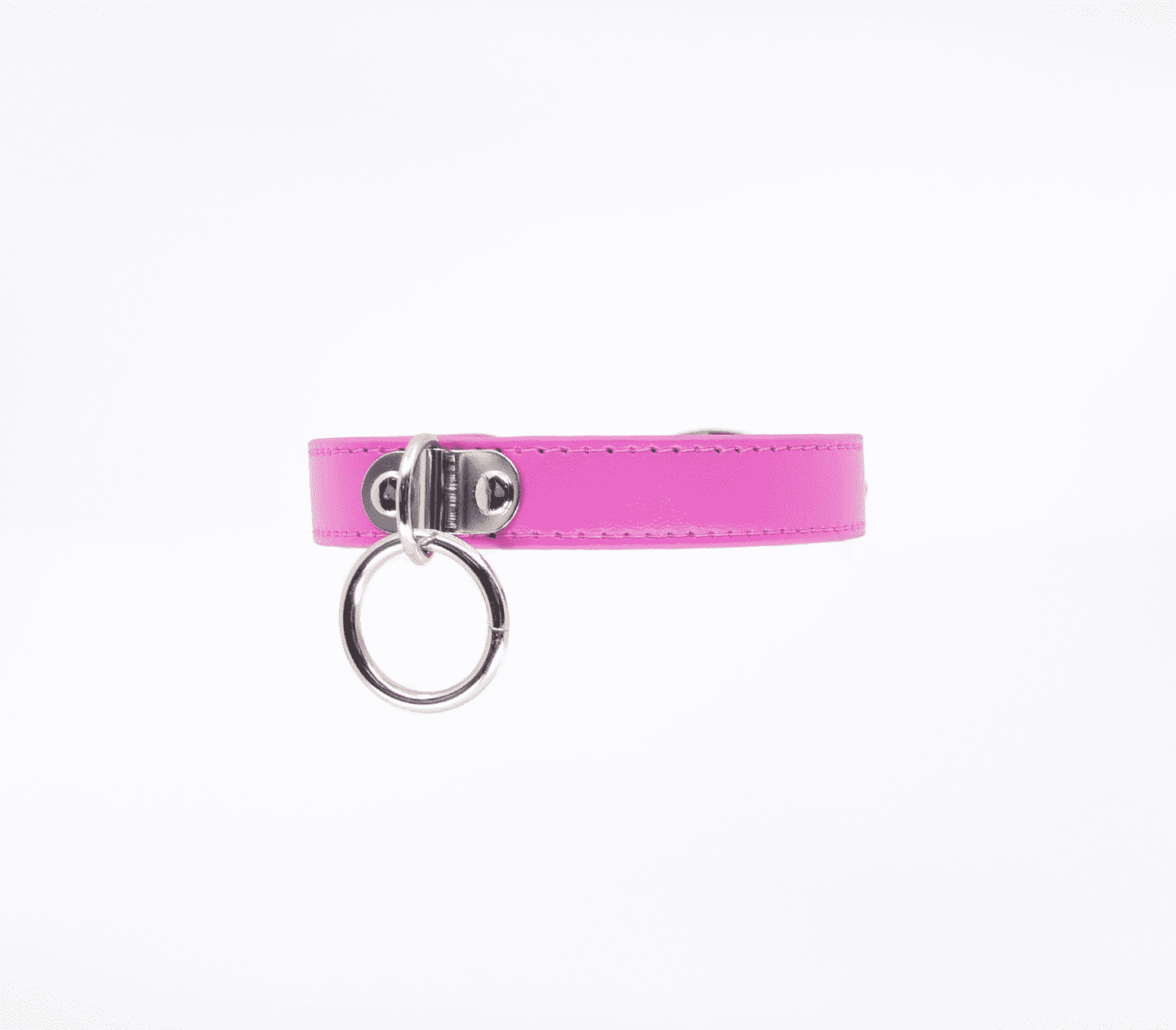 Love In Leather Faux Leather Collar With 1 Centre Dee And 3cm Ring