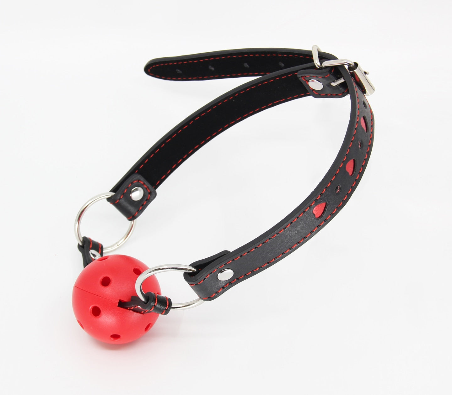Love In Leather Heart Inlay Faux Leather Gag With Breathable Ball B-GAG01