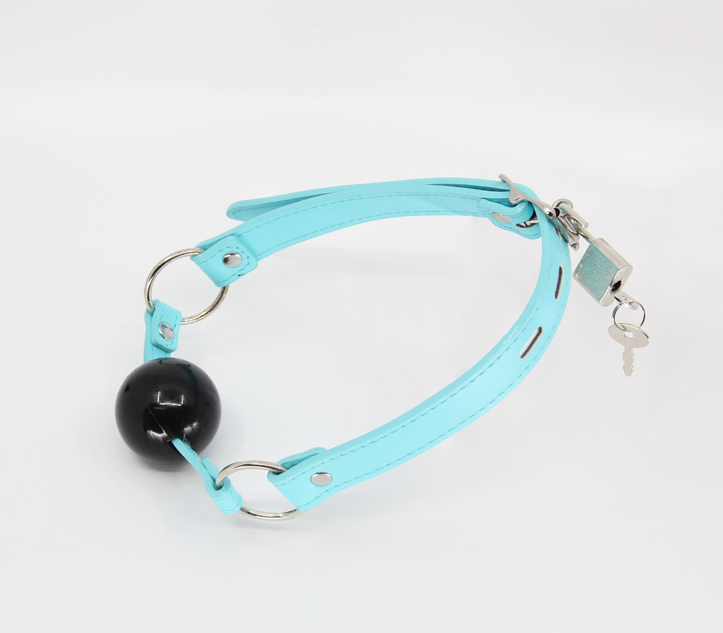 Love In Leather Turquoise Faux Leather Gag With Solid Rubber Ball B-GAG22