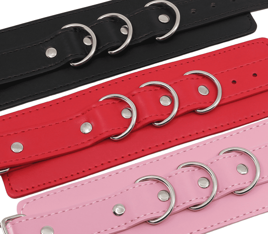 Love In Leather Faux Leather Wrist Cuffs With Buckle Closure And Detachable Chain Join