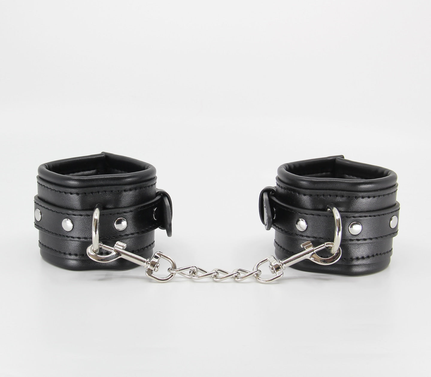 Love In Leather Faux Leather Wrist Restraints With Detachable Chain Join And Diamanté Buckle