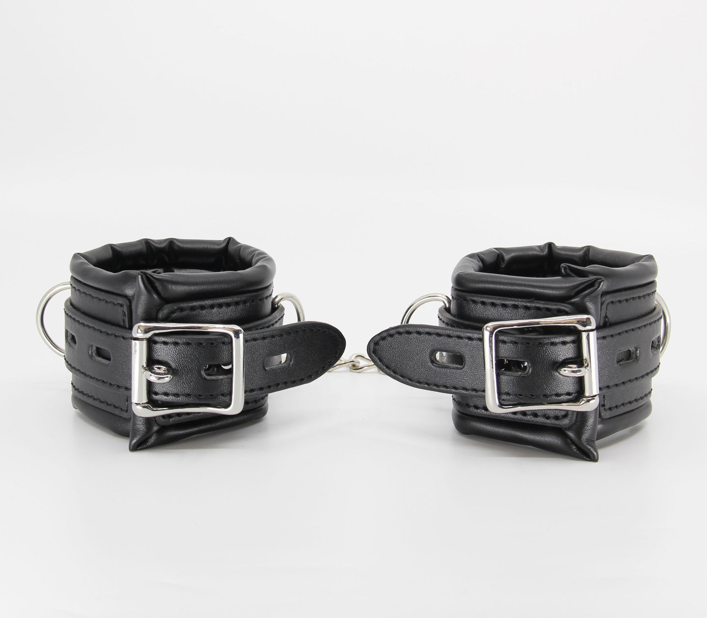 Love In Leather Heavily Padded Wrist Restraints With Dee Rings Lockable Buckles
