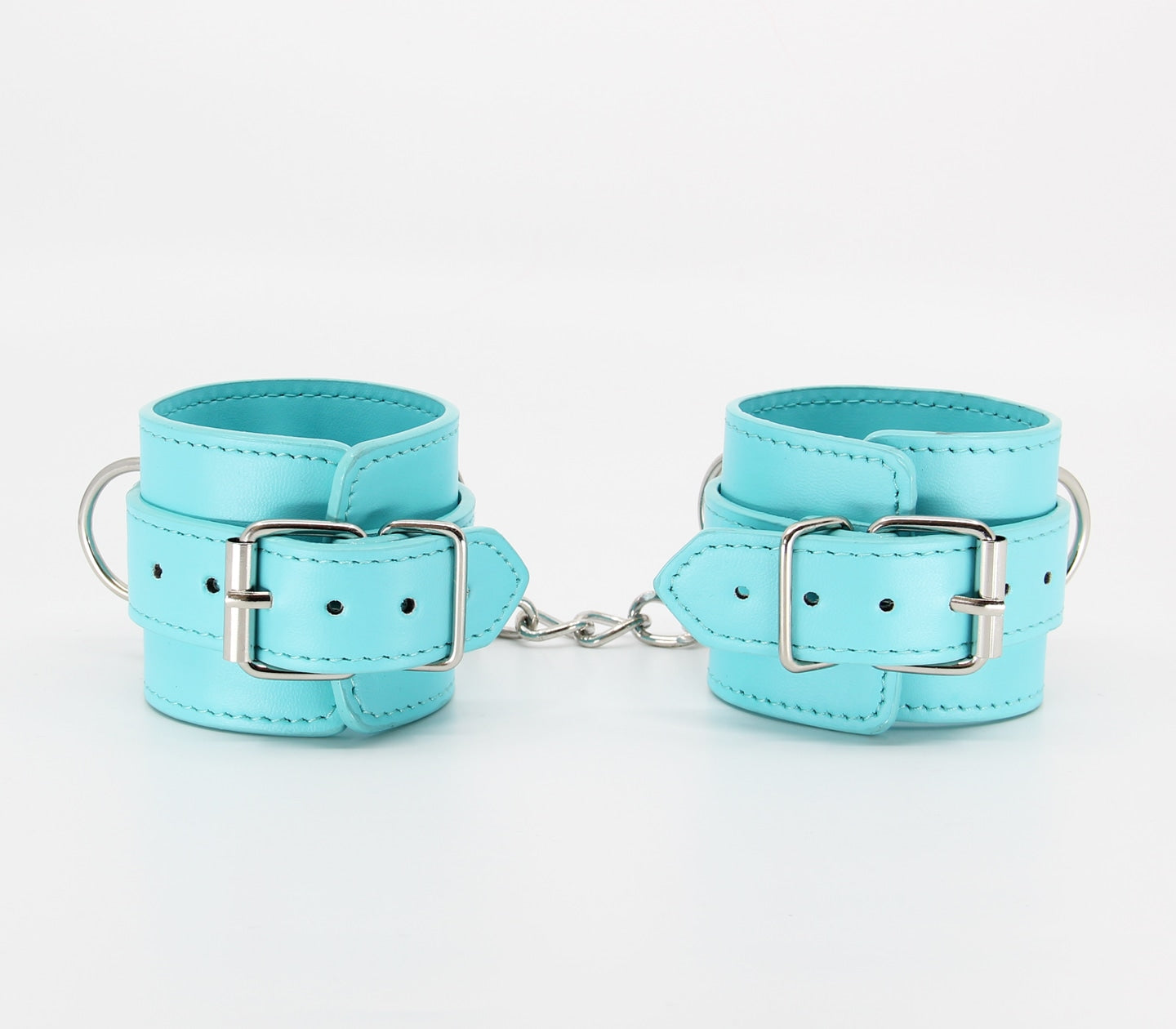 Love In Leather Turquoise Blue Faux Leather Wrist Restraints