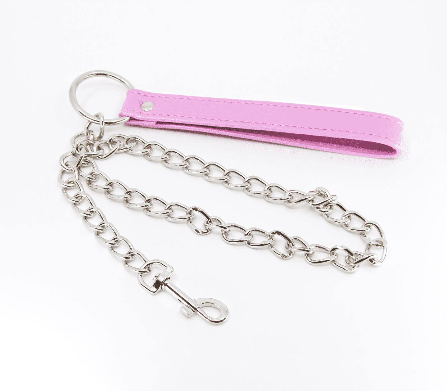 Love In Leather Pink Faux Leather Handle Chain Lead