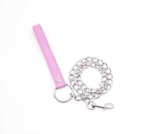 Love In Leather Pink Faux Leather Handle Chain Lead
