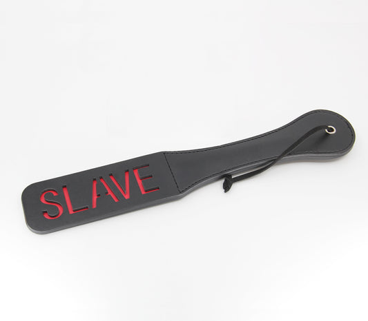 Love In Leather Black Faux Leather Slapper Paddle With ‘Slave’ Cut Out Design B-PAD02