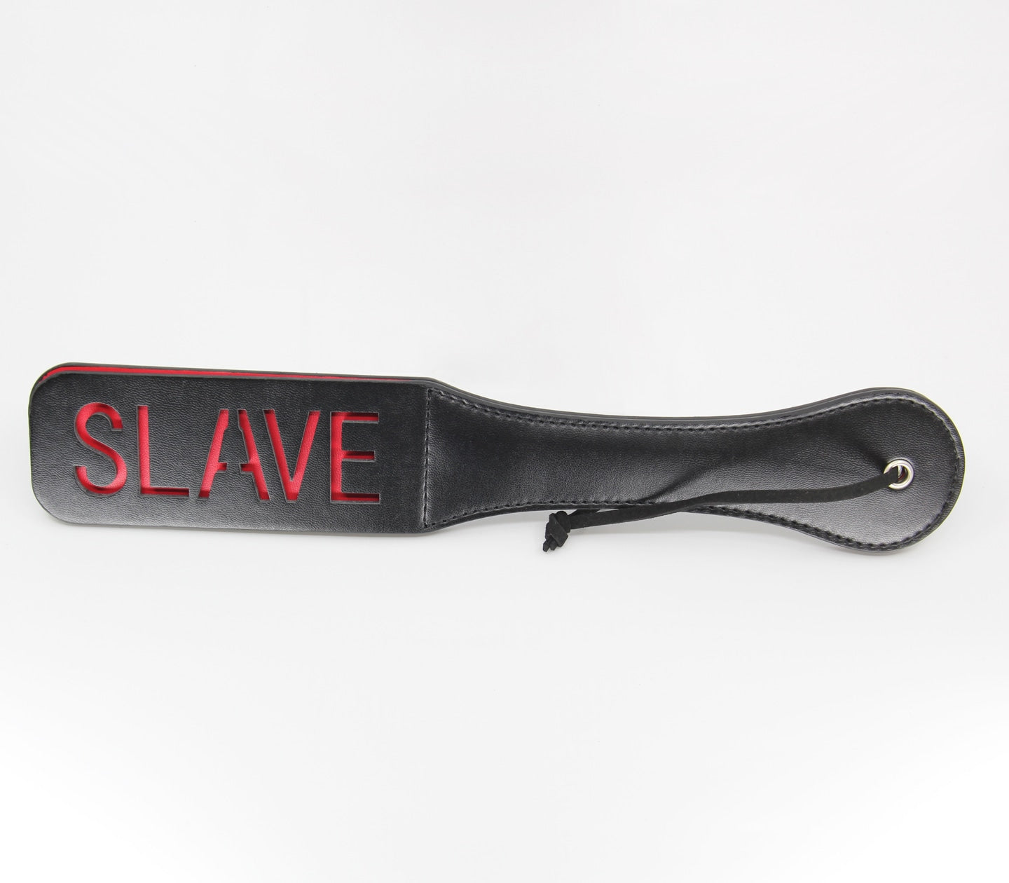 Love In Leather Black Faux Leather Slapper Paddle With ‘Slave’ Cut Out Design B-PAD02