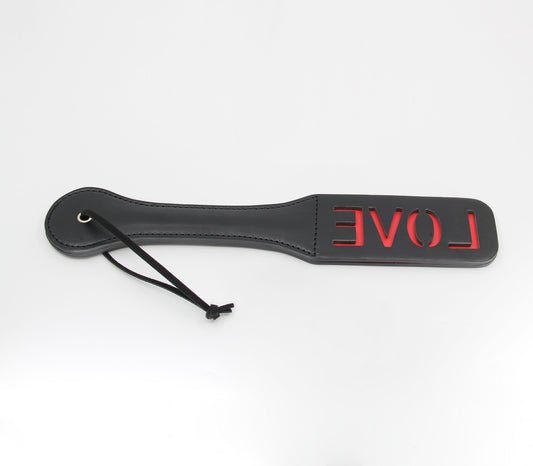 Love In Leather Black Faux Leather Slapper Paddle With ‘Love’ Cut Out Design B-PAD05