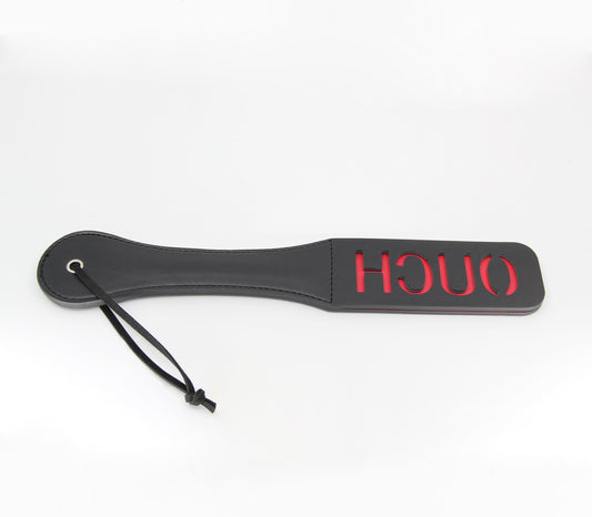Love In Leather Black Faux Leather Slapper Paddle With ‘Ouch’ Cut Out Design B-PAD06