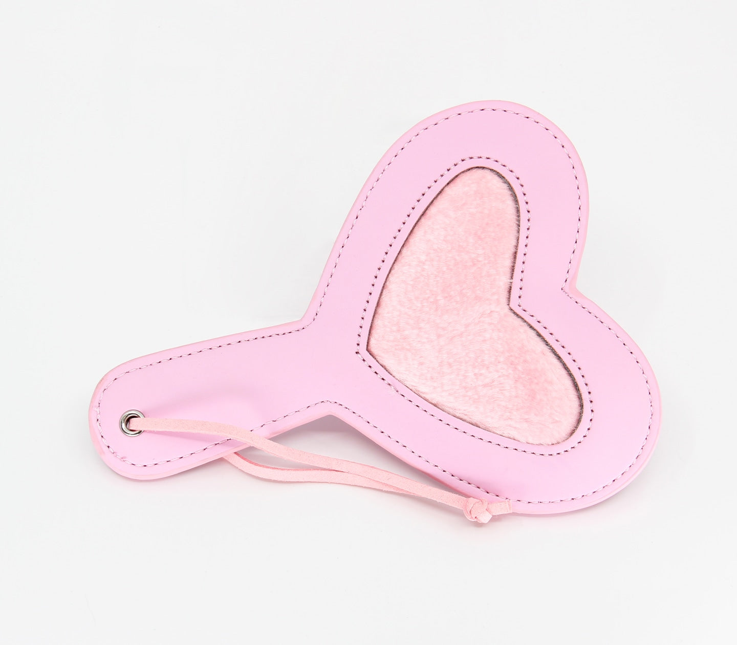 Love In Leather Heart Shaped Vegan Leather Paddle With Faux Fur Inlay B-PAD08