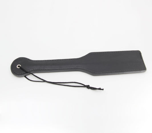 Love In Leather Our Basic Plain Black  Faux Leather Paddle With Nylon Wrist Strap B-PAD12