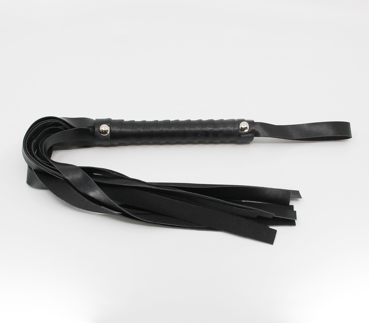 Love In Leather Basic PU Leather Flogger With Wrist Strap And Stud Detail B-WHI01