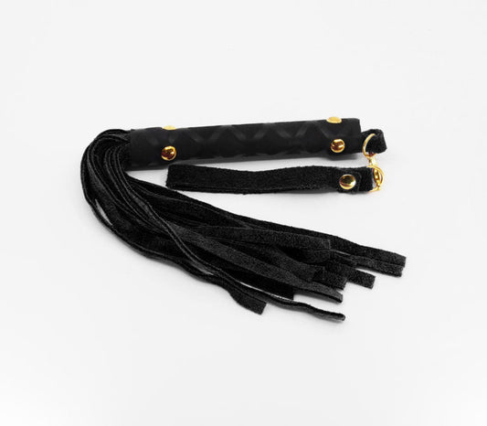 Love In Leather Mini Flogger With Latex Handle, Detachable Wrist Strap And Faux Suede Leather Tails B-WHI05