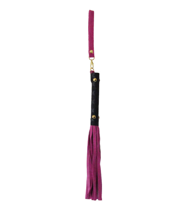 Love In Leather Mini Flogger With Latex Handle, Detachable Wrist Strap And Faux Suede Leather Tails B-WHI05