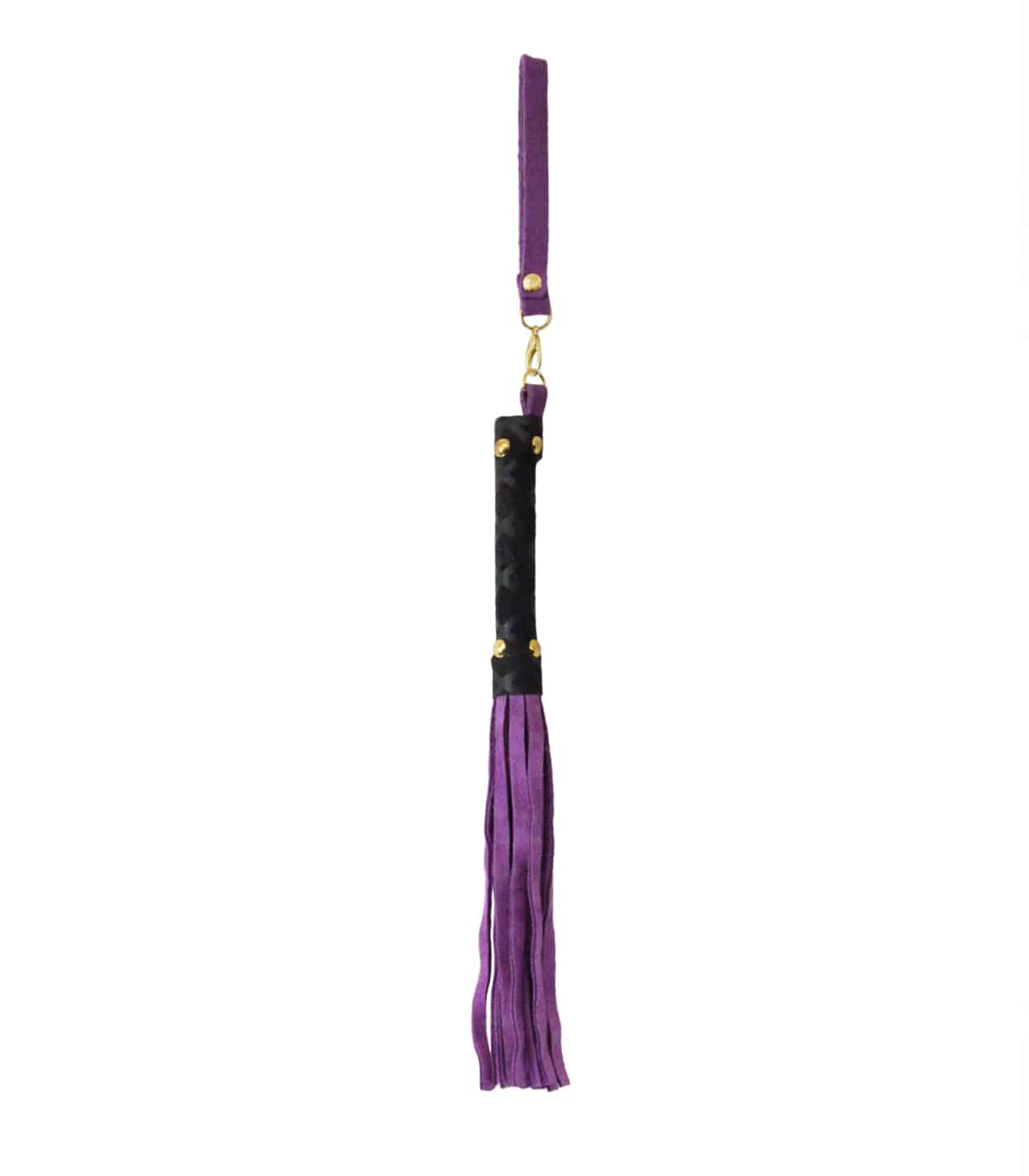 Love In Leather Mini Flogger With Latex Handle, Detachable Wrist Strap And Faux Suede Leather Tails B-WHI05
