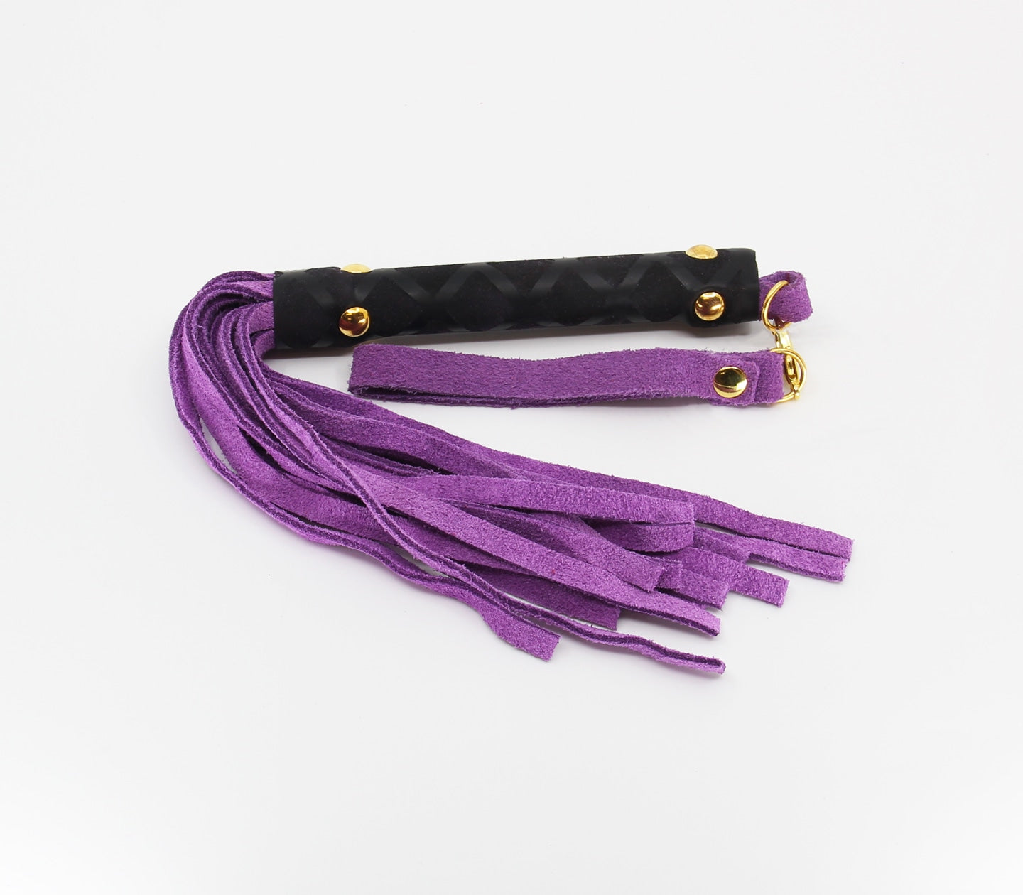 Love In Leather Mini Flogger With Latex Handle, Detachable Wrist Strap And Faux Suede Leather Tails B-WHI05