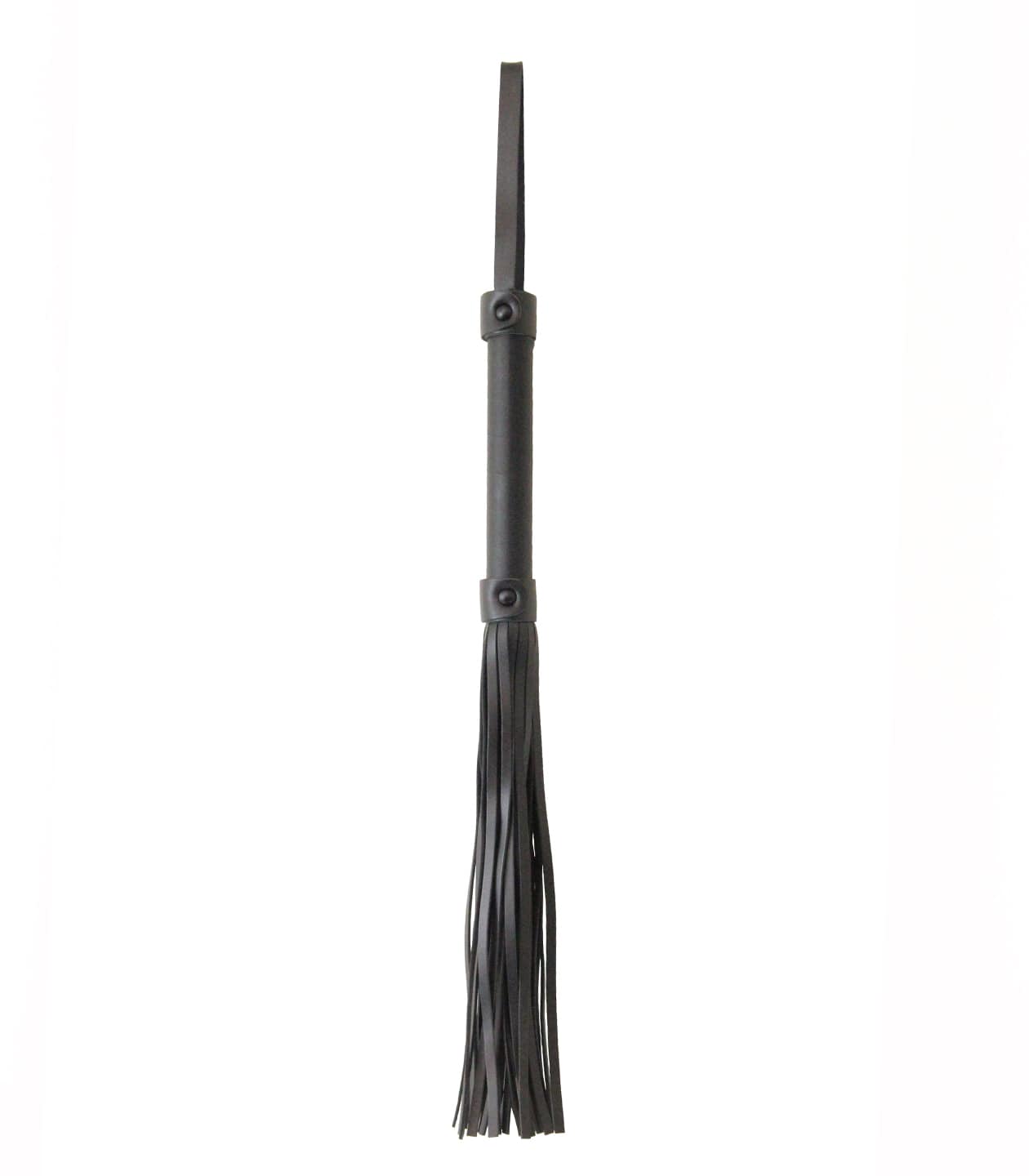 Love In Leather Black Leather Look Flogger With Wrist Strap And Matte Black Hardware B-WHI11