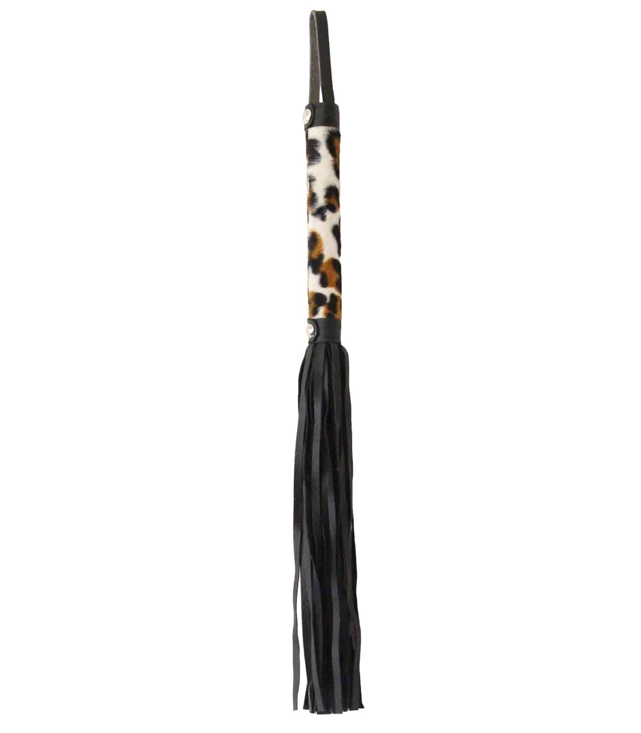Love In Leather Vegan Friendly Flogger With Leatherette Tails And Furry Animal Print Handle B-WHI13