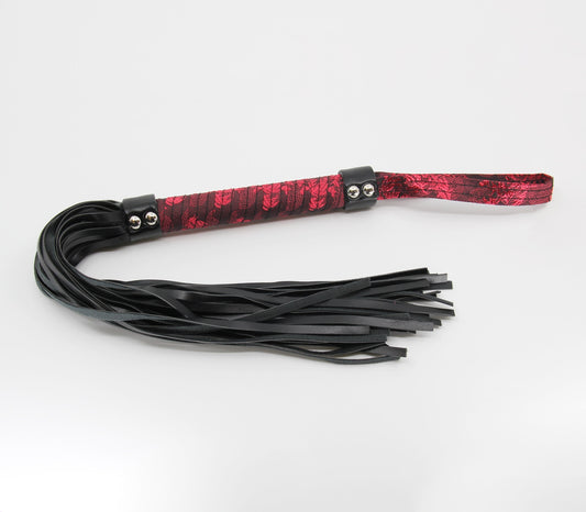 Love In Leather Red Jacquard Print Flogger With Faux Leather Tails B-WHI20
