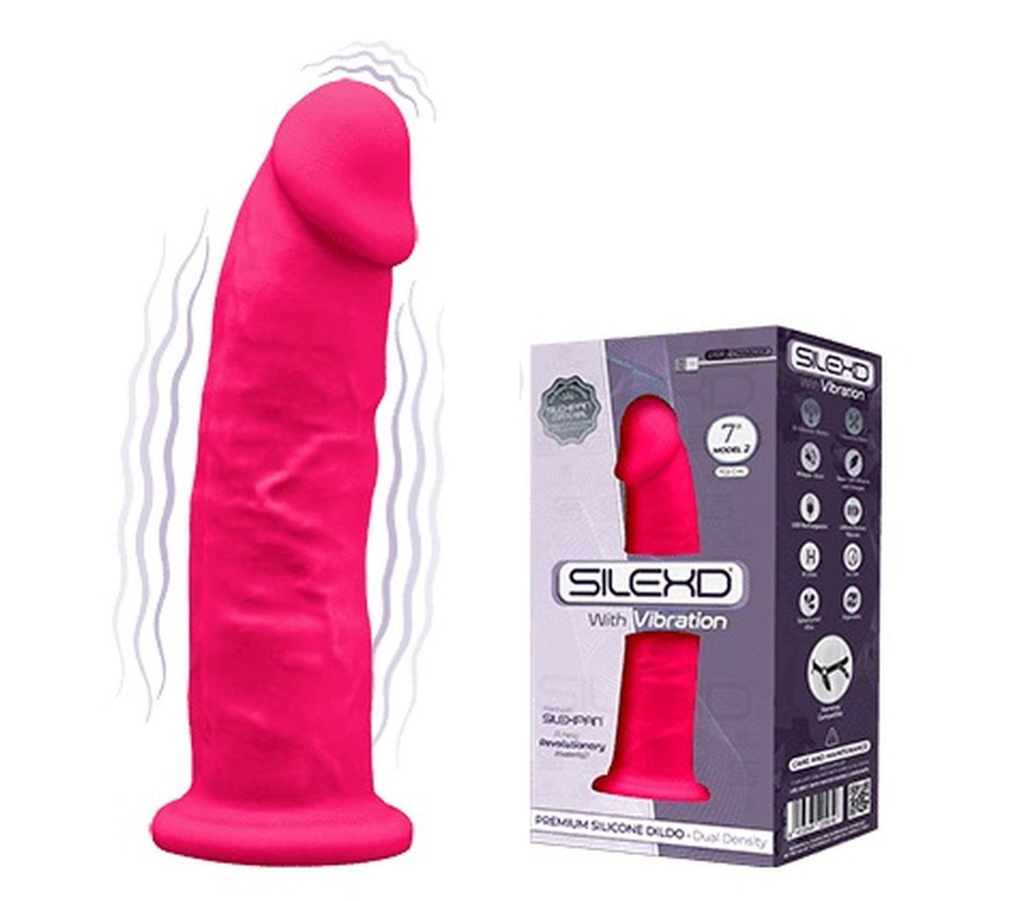 Adrien Lastic Silexd 7" Model 2 Realistic Silicone Dildo with Vibration - Pink