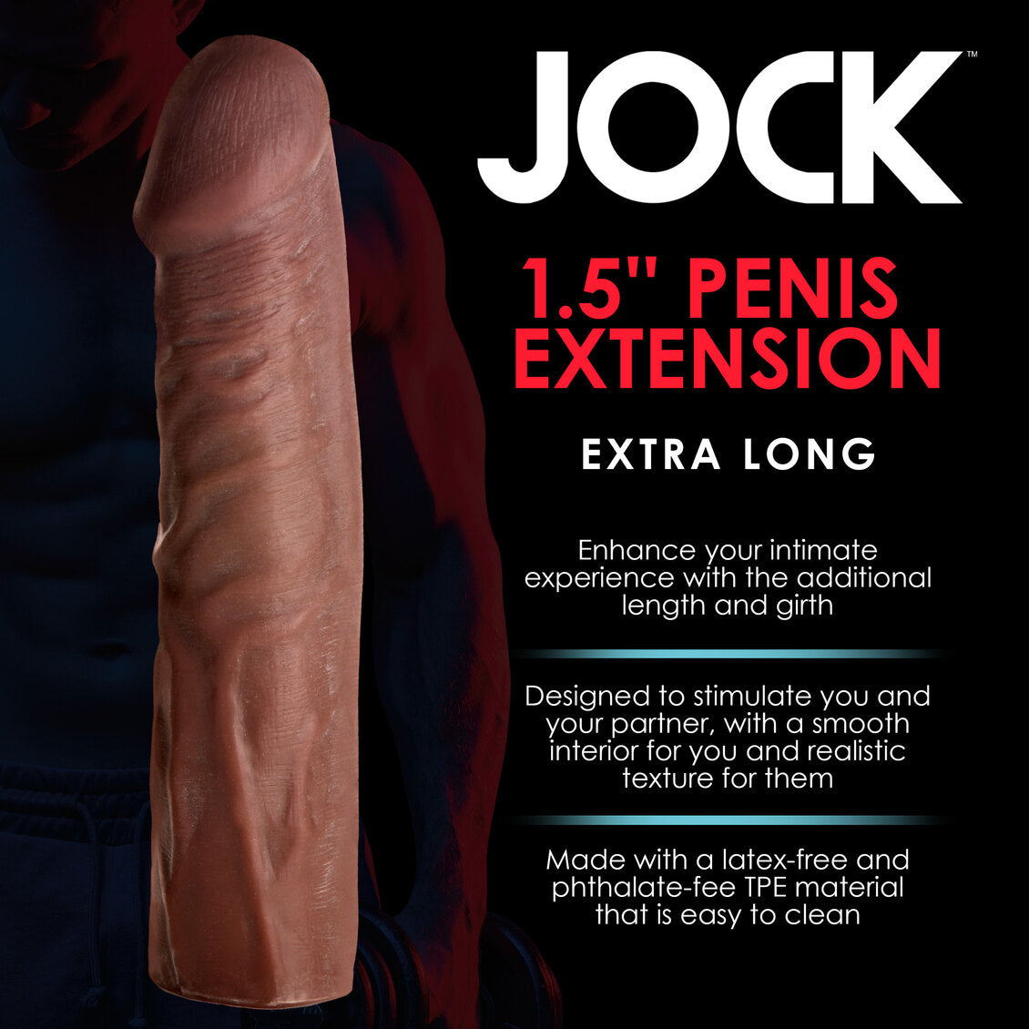 Curve Toys | JOCK Extra Long 1.5" Penis Extension Sleeve - Dark