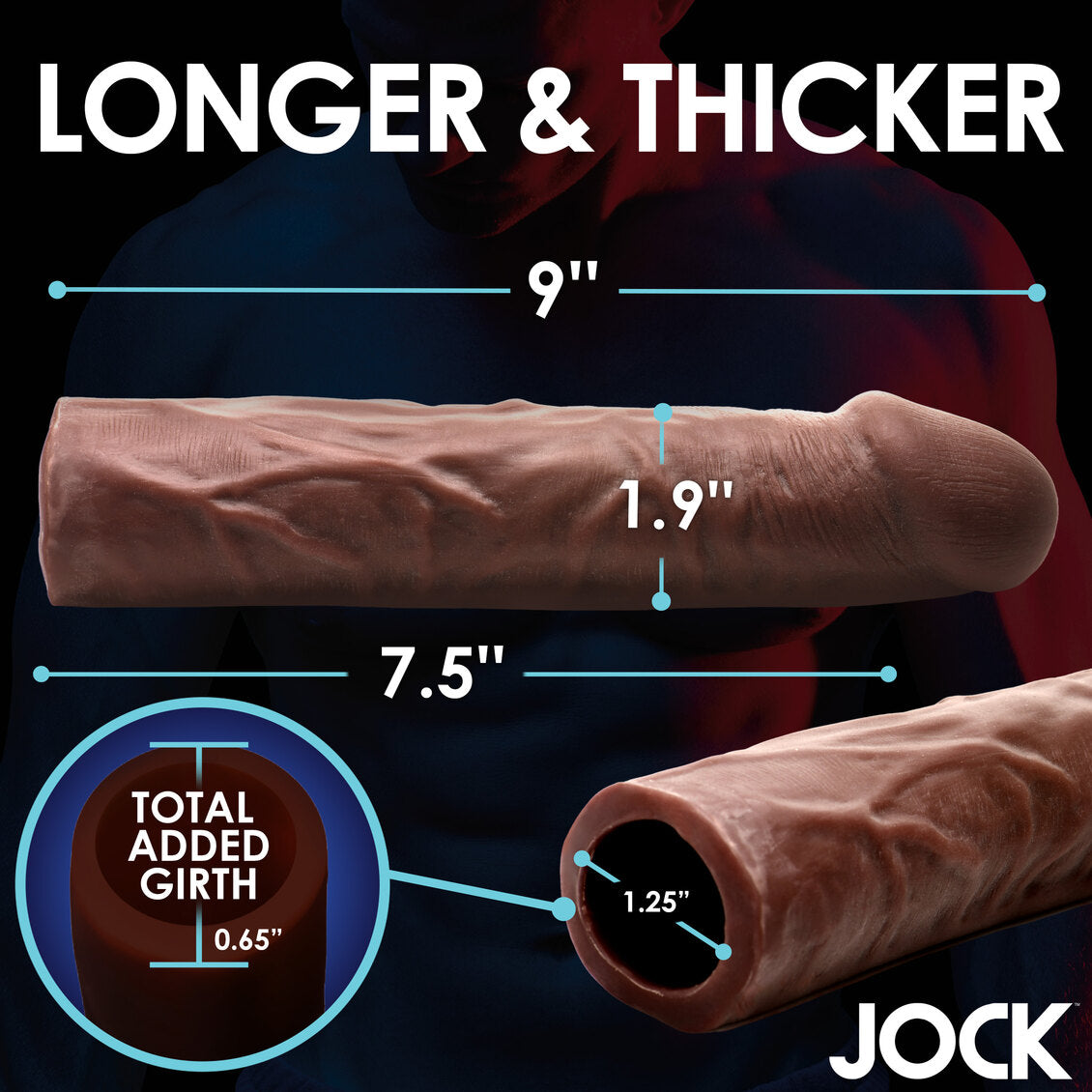Curve Toys | JOCK Extra Long 1.5" Penis Extension Sleeve - Dark