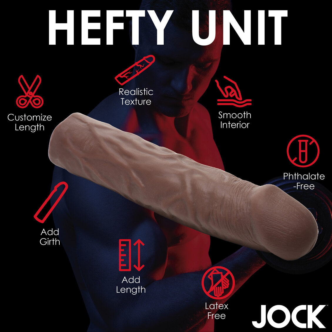Curve Toys | JOCK Extra Long 1.5" Penis Extension Sleeve - Dark