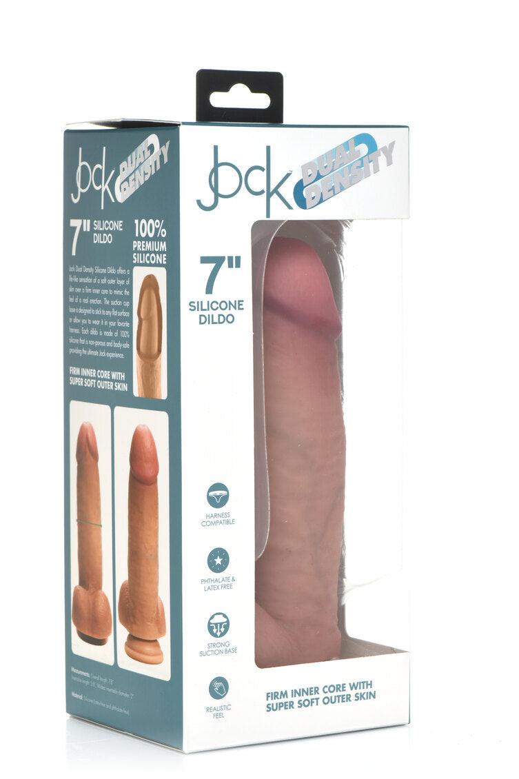 Curve Toys | Jock 7" Dual Density Silicone Dildo With Balls - Light