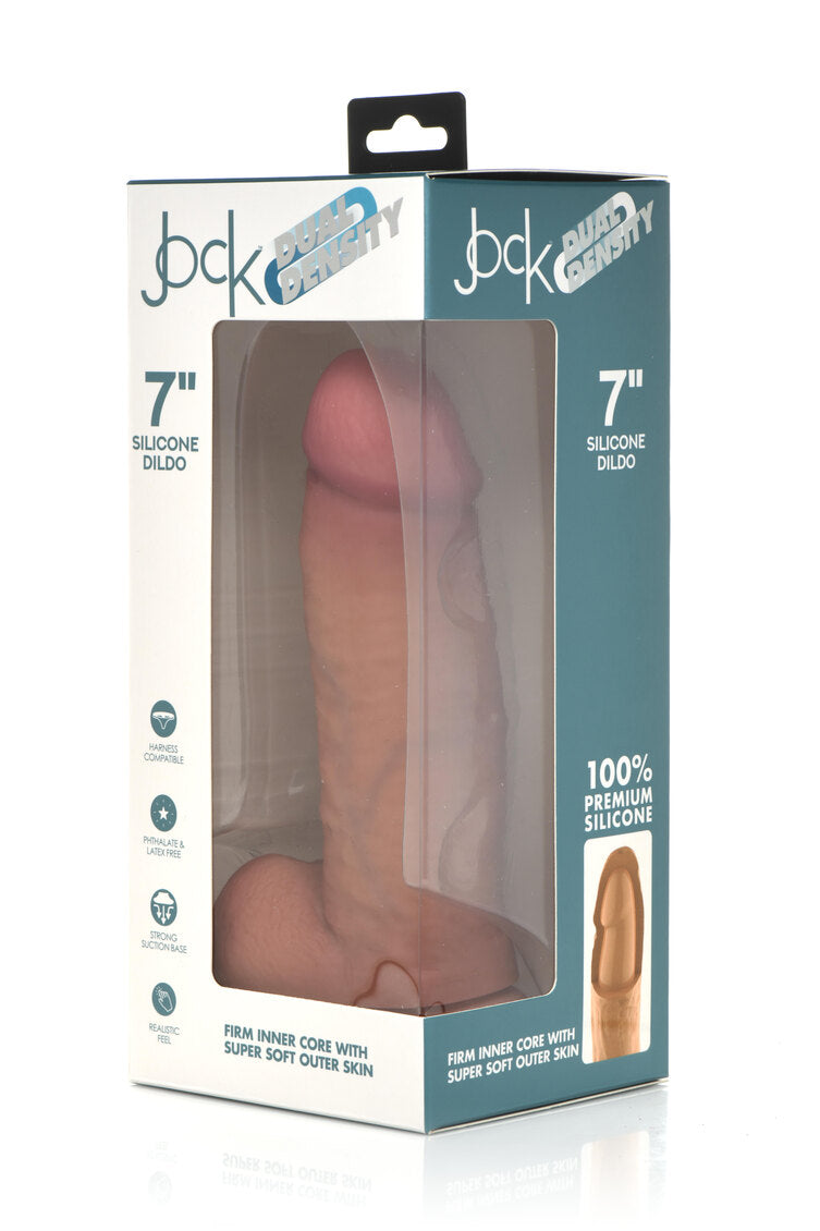 Curve Toys | Jock 7" Dual Density Silicone Dildo With Balls - Light
