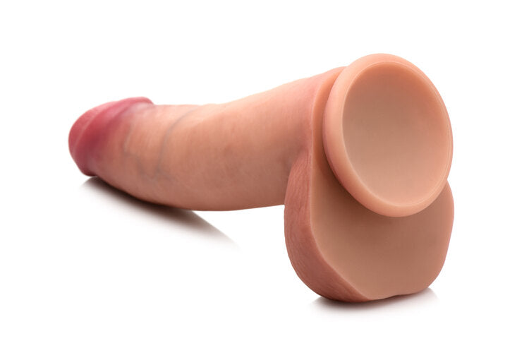 Curve Toys | Jock 8" Dual Density Silicone Dildo With Balls - Light