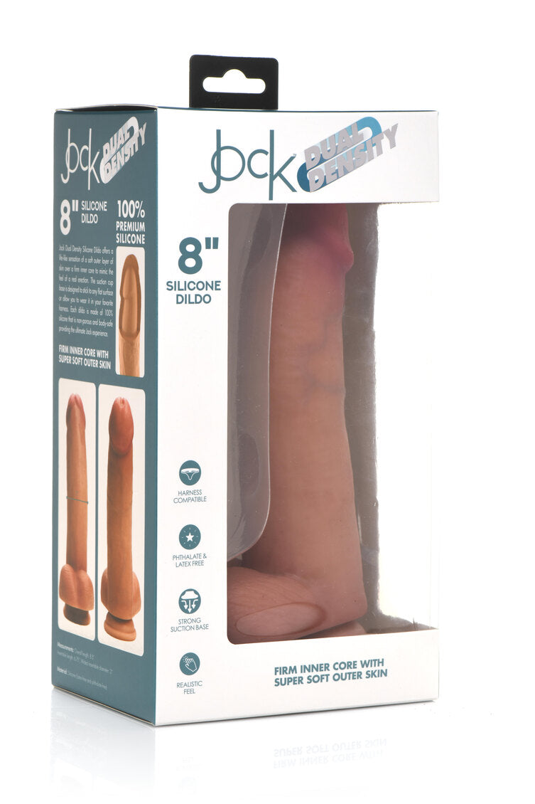 Curve Toys | Jock 8" Dual Density Silicone Dildo With Balls - Light
