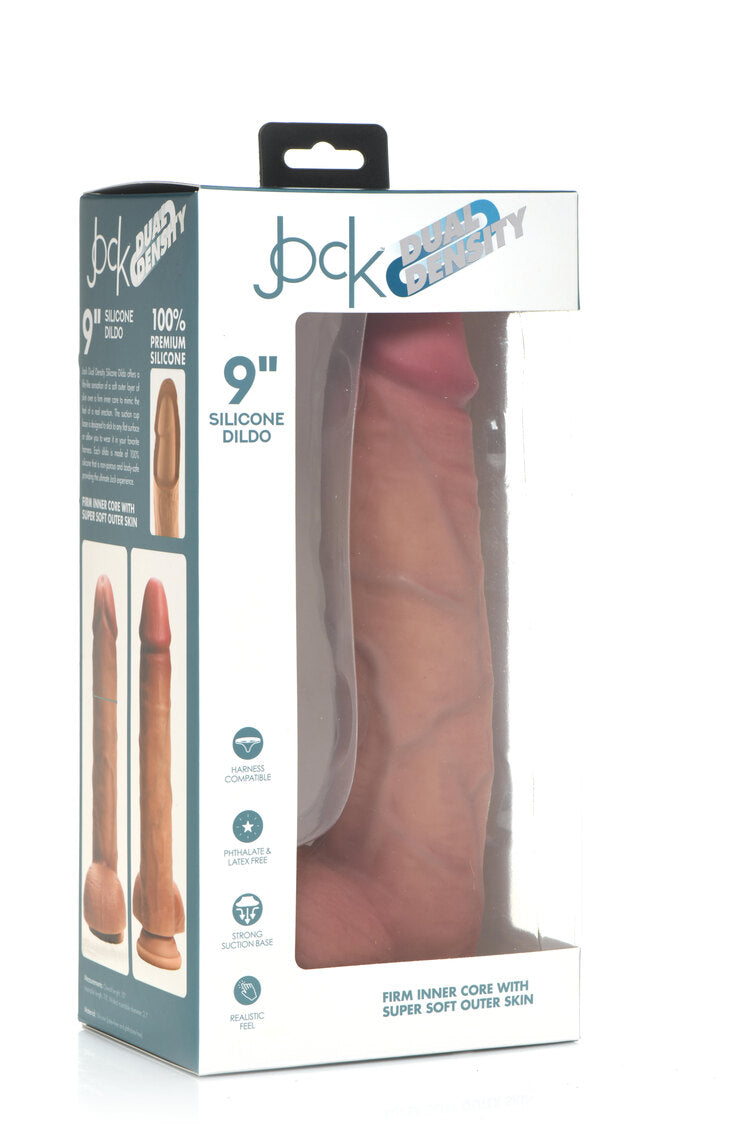 Curve Toys | Jock 9" Dual Density Silicone Dildo With Balls - Light