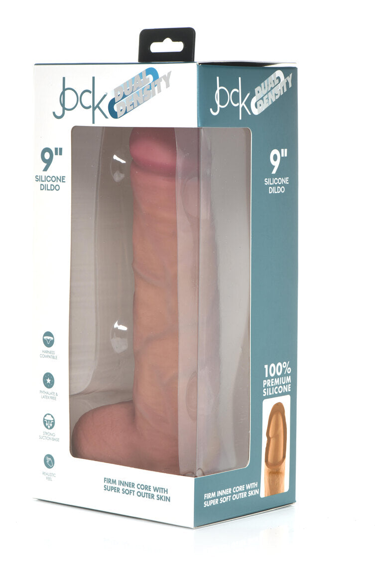 Curve Toys | Jock 9" Dual Density Silicone Dildo With Balls - Light