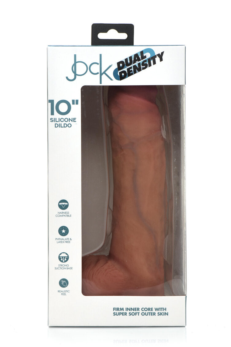 Curve Toys | Jock 10" Dual Density Silicone Dildo With Balls - Light