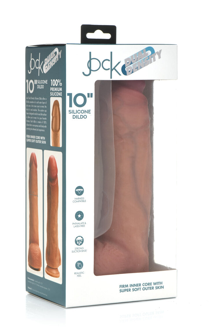 Curve Toys | Jock 10" Dual Density Silicone Dildo With Balls - Light