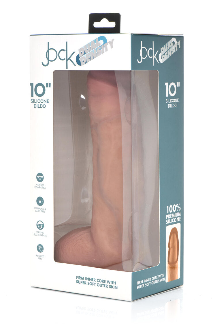 Curve Toys | Jock 10" Dual Density Silicone Dildo With Balls - Light