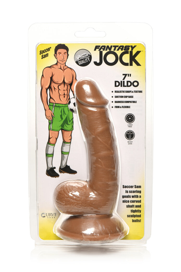 Curve Toys | Fantasy Jock Soccer Sam 7" Dildo with Balls - Dark