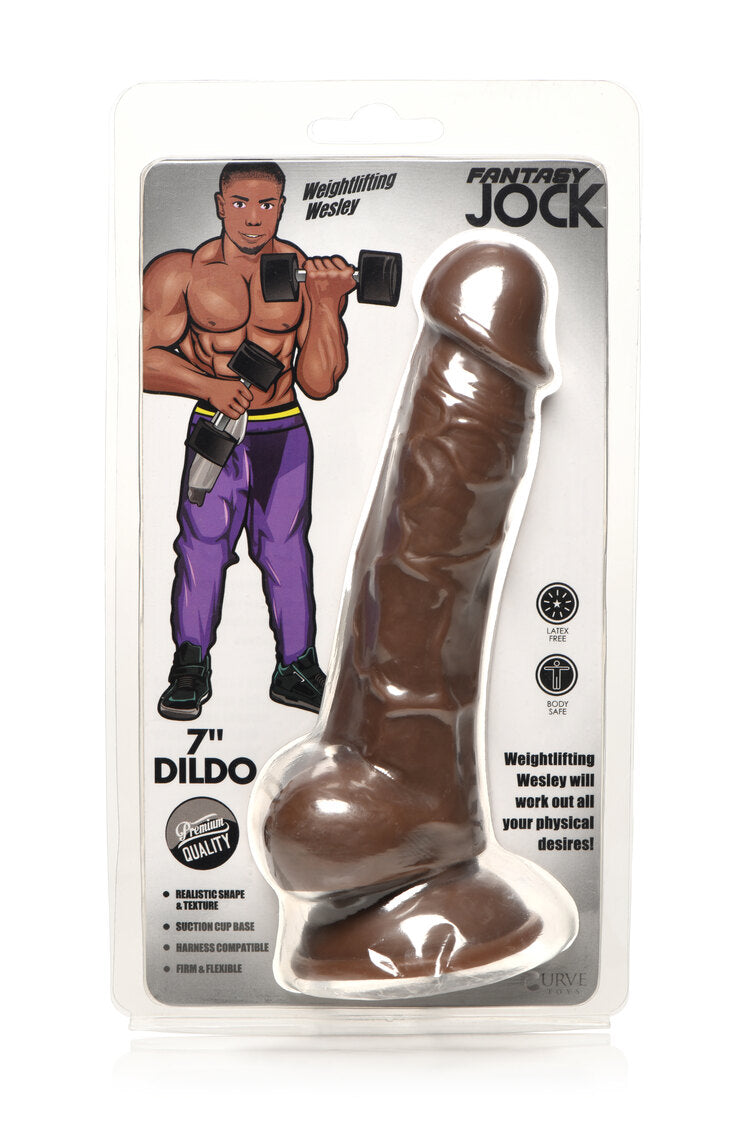 Curve Toys | Fantasy Jock Weightlifting Wesley 7" Dildo with Balls - Dark