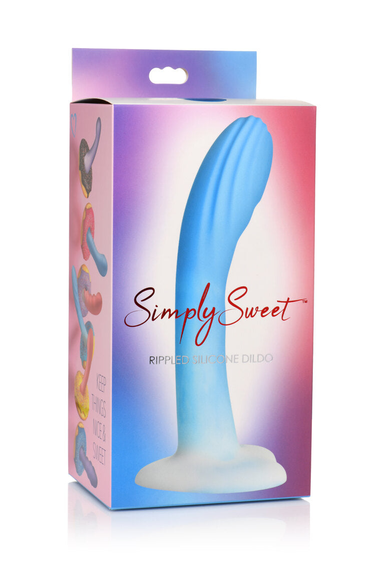 Curve Toys | Simply Sweet 7" Ripple Silicone Dildo Blue White