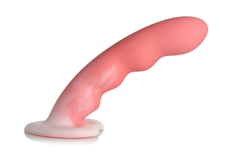 Curve Toys | Simply Sweet 8" Wavy Silicone Dildo Pink White
