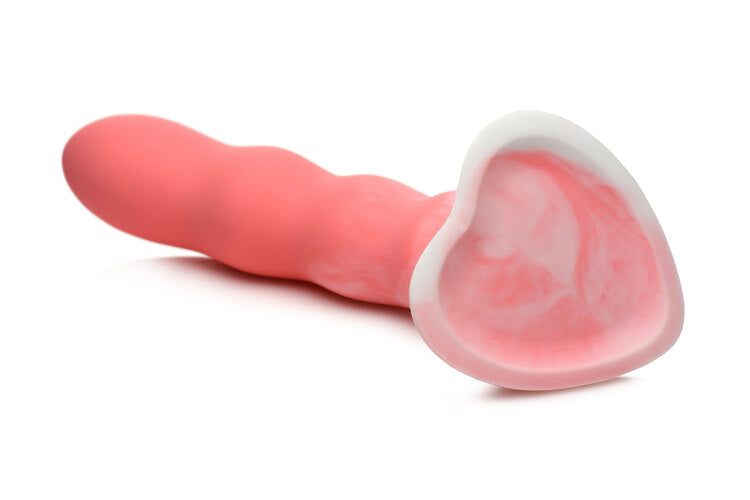 Curve Toys | Simply Sweet 8" Wavy Silicone Dildo Pink White