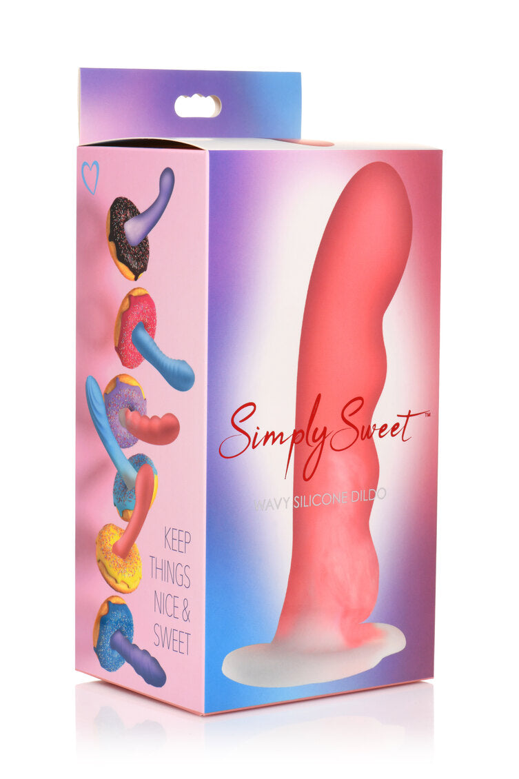 Curve Toys | Simply Sweet 8" Wavy Silicone Dildo Pink White