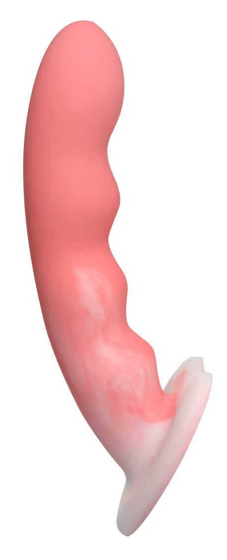 Curve Toys | Simply Sweet 8" Wavy Silicone Dildo Pink White