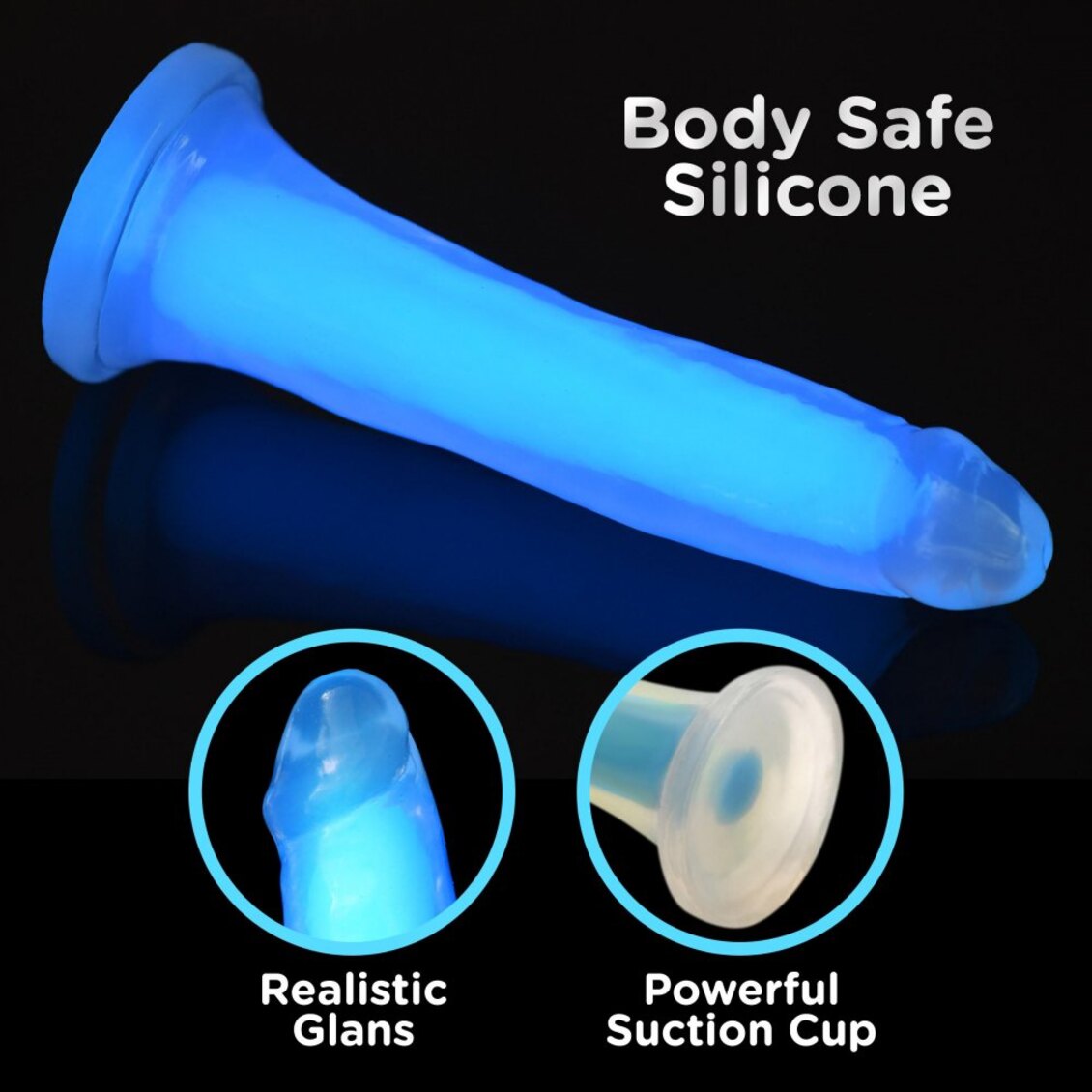 Curve Toys | LolliCock 7" inches Glow-In-The-Dark Silicone Dildo Blue